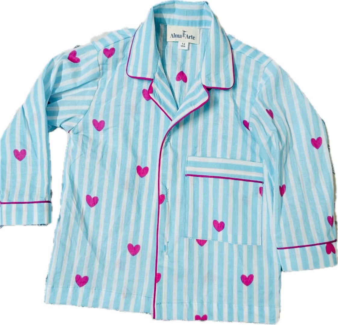 Blue Stripy Hearts