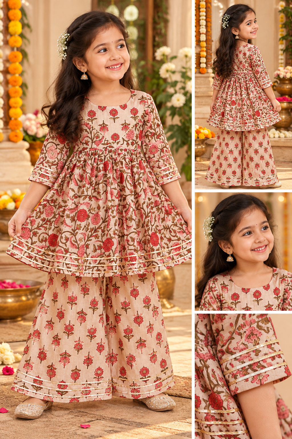 Rose Blossom Cotton Palazzo Set