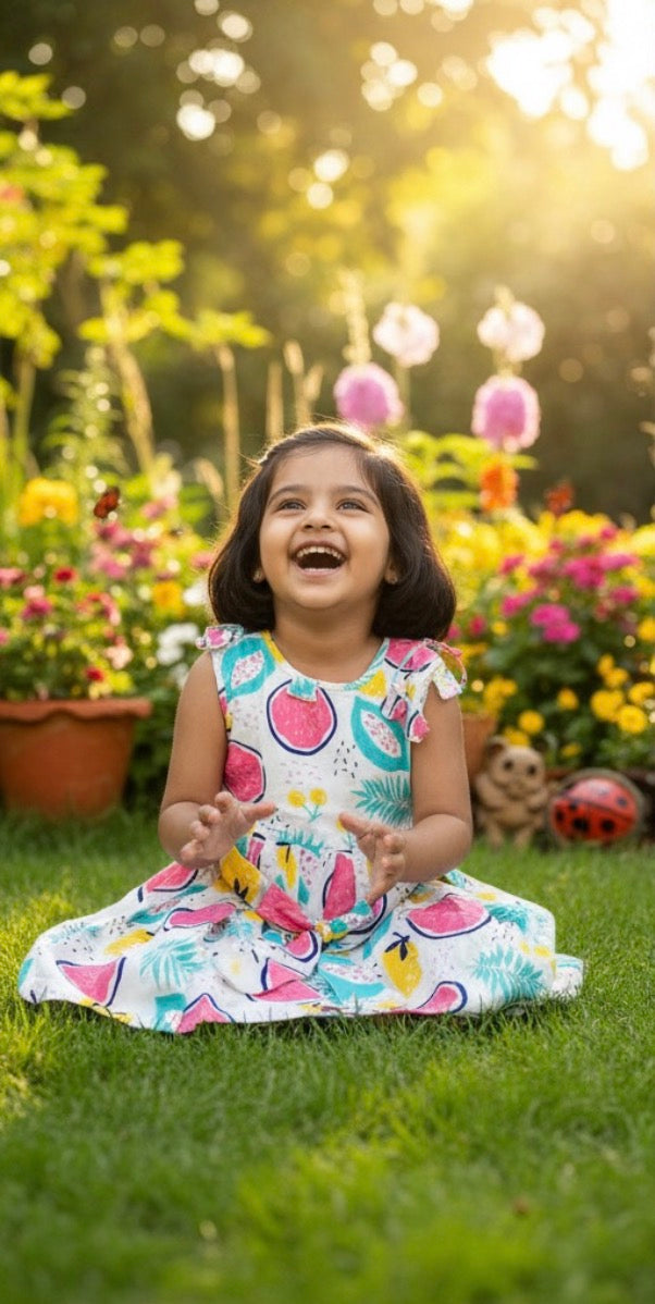 Fruity Frill Cotton Dress