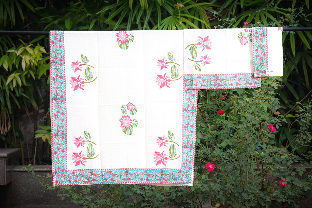 Pink Lotus Body & Hand Towel Set