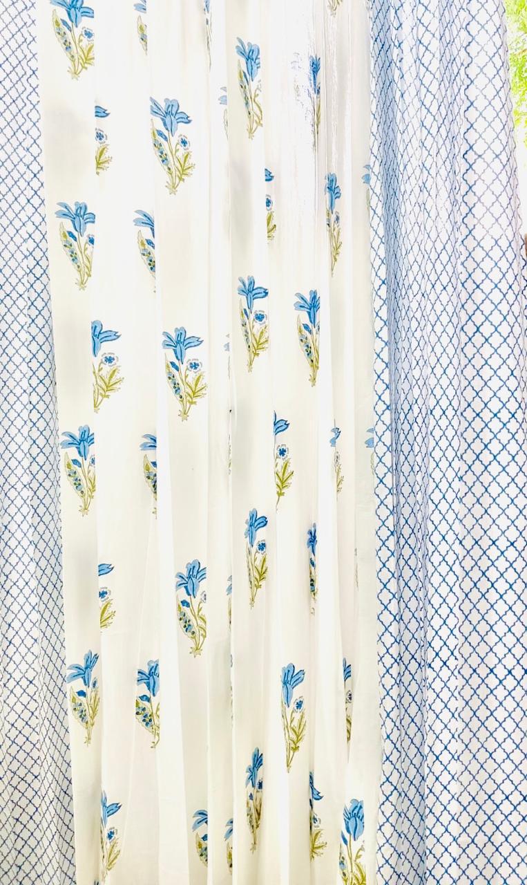 Blue Symphony with Wave Accent Curtain