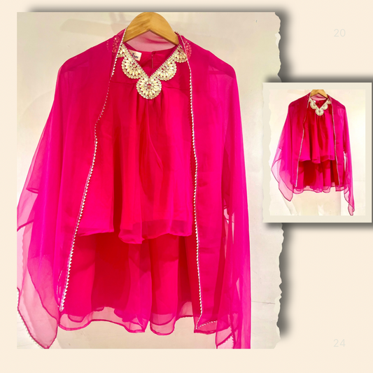 Gulabi Noor - Chiffon Plazo Set