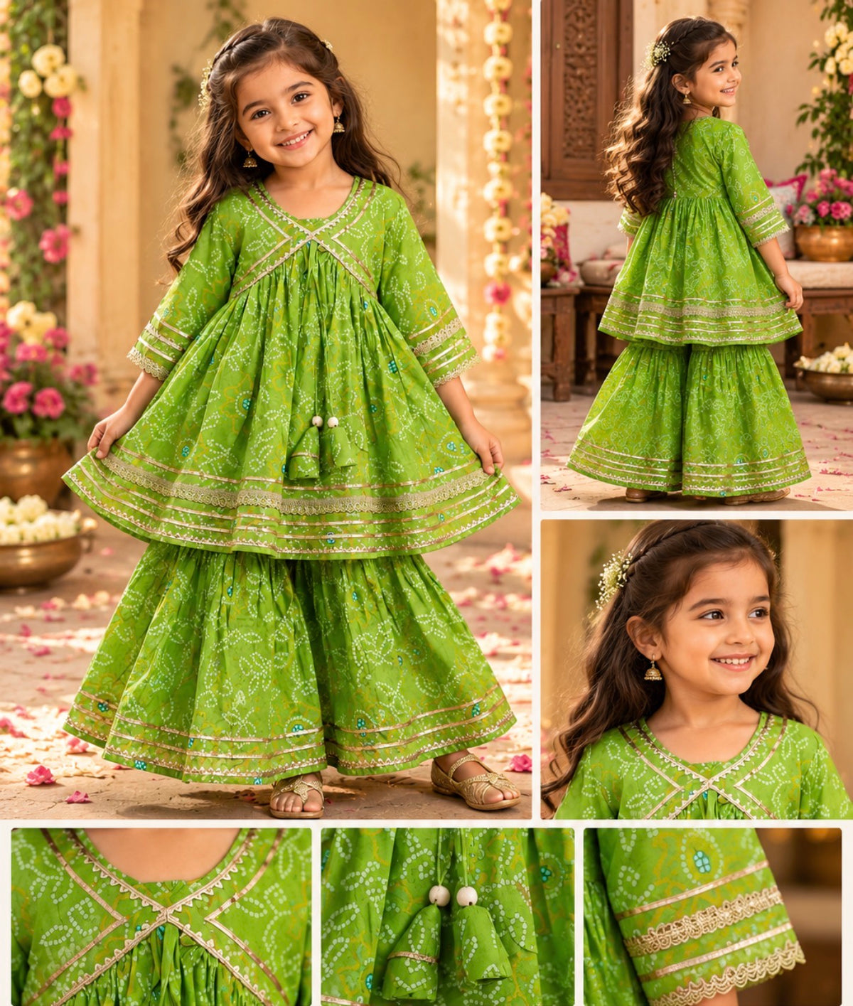 Green leher Sharara Set