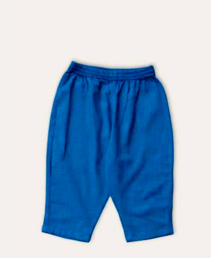 Blue Kurta Pajama with Multicoloured Jacket