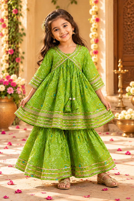 Green leher Sharara Set