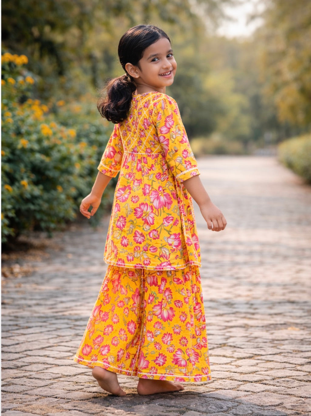 Yellow Lotus Palazzo Set
