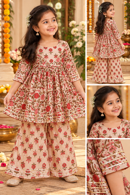 Rose Blossom Cotton Palazzo Set