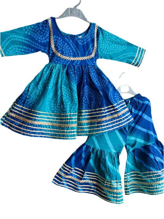Morni Bandhani Sharara Set