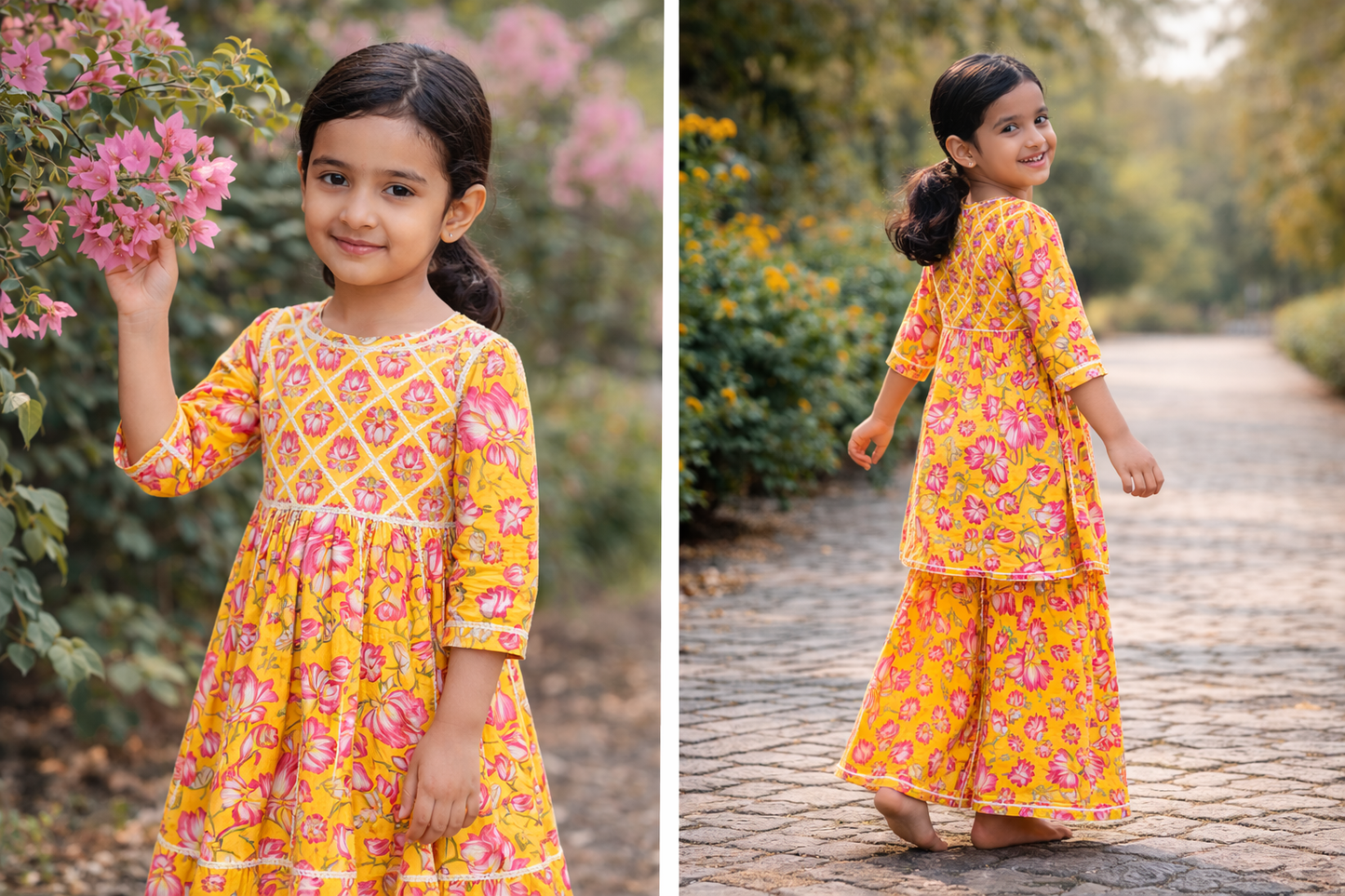 Yellow Lotus Palazzo Set