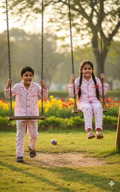 Pink Stripy Heart Nightsuit