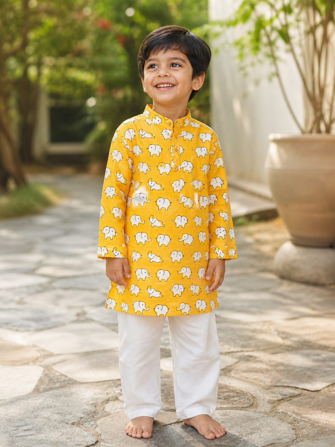Yellow Elephant Kurta Pajama