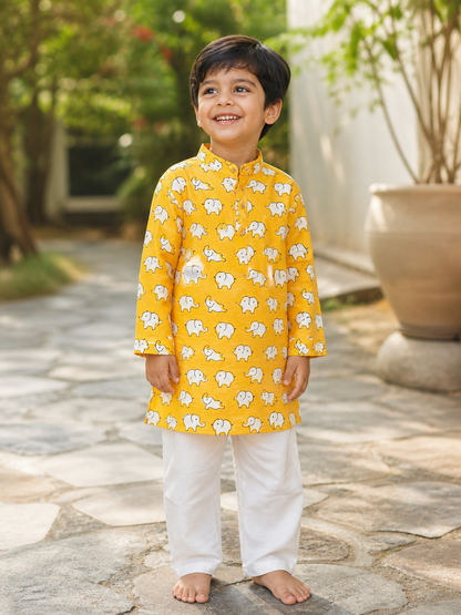 Yellow Elephant Kurta Pajama