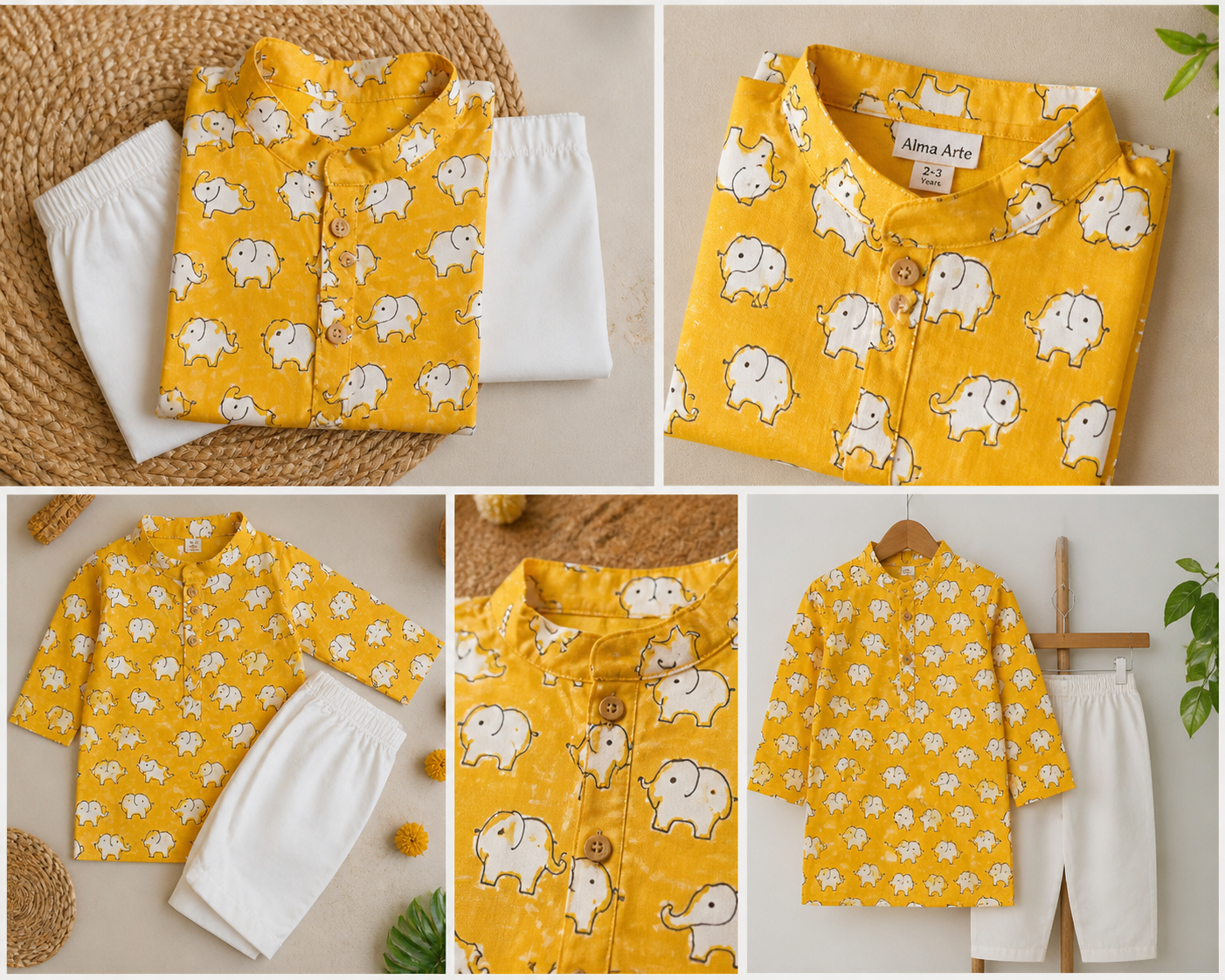Yellow Elephant Kurta Pajama