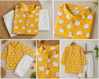 Yellow Elephant Kurta Pajama