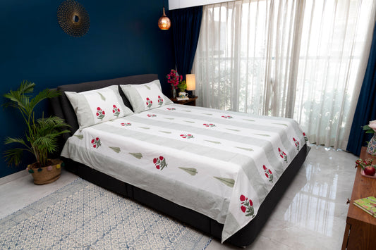 Tranquil Greens Floral Bedsheet
