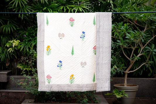 Monochrome Blossom Quilt