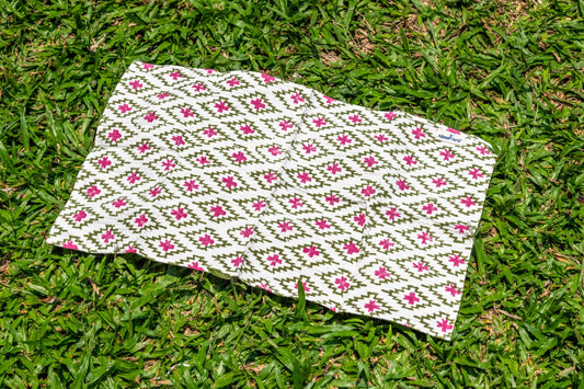 Pink Green Jaal Hand Towel