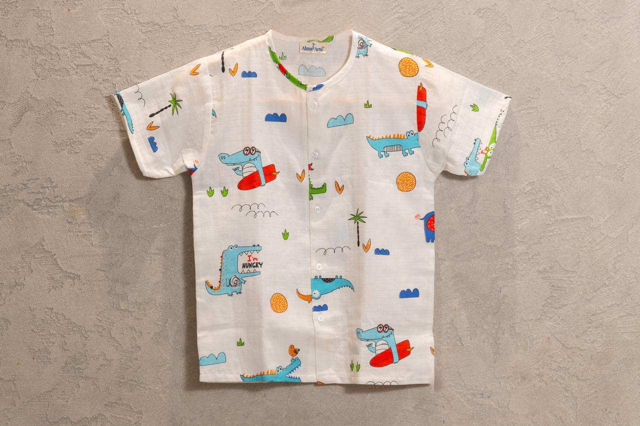 Moving Dinosaurs Muslin Night Suit