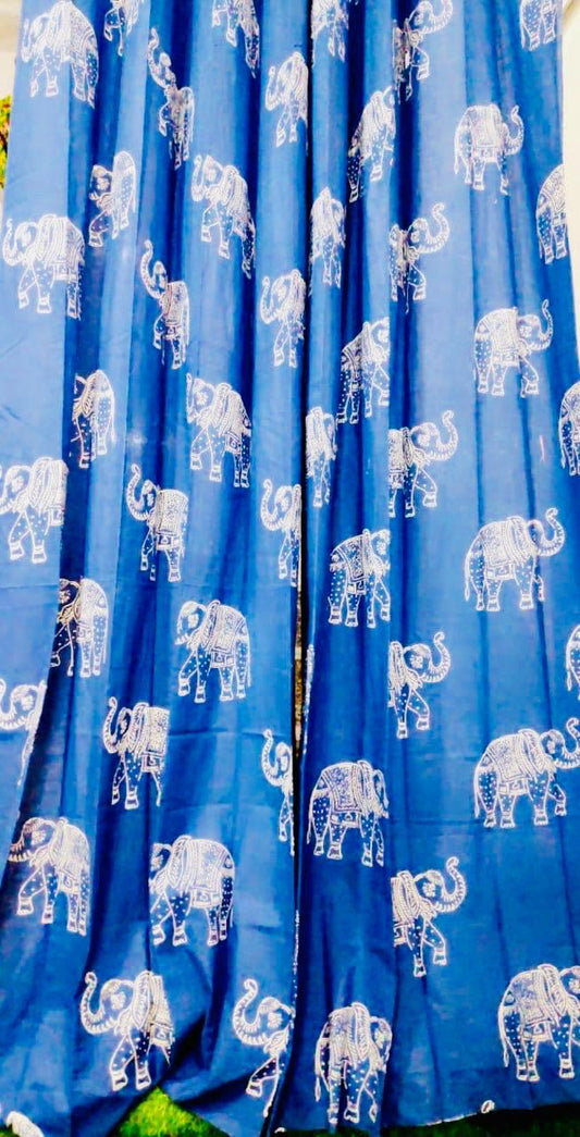 Indigo Elephant Dreams Curtain