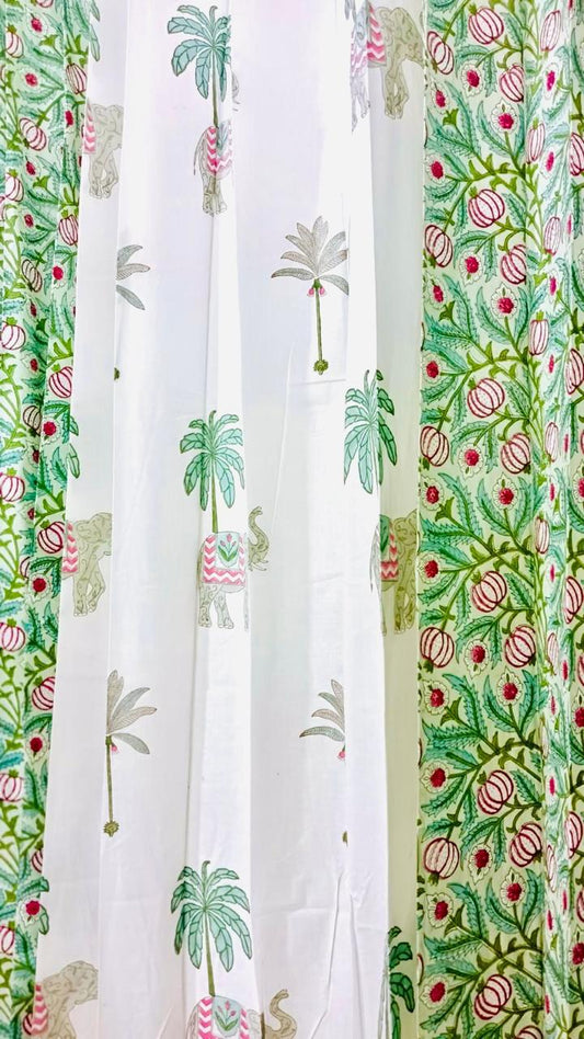 Jungle Paradise with Green Accent Curtain